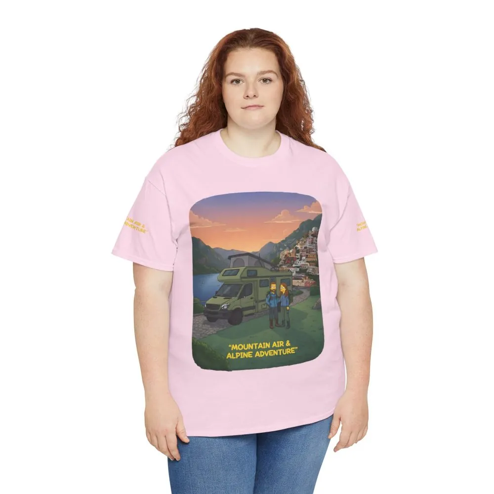 13328751297027302647_2048.jpeg Unisex Heavy Cotton Tee — "Mountain Air And Alpine Adventure" Design Sitcom-Line