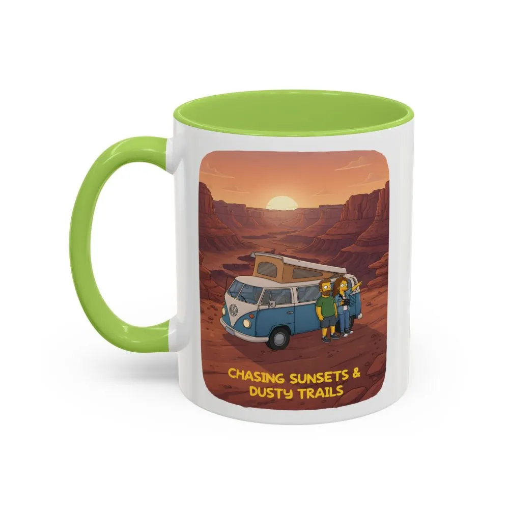 13329379659178383365_2048.jpeg Accent Coffee Mug (11, 15oz) — "Chasing Sunsets And Dusty Trails" Design Sitcom-Line