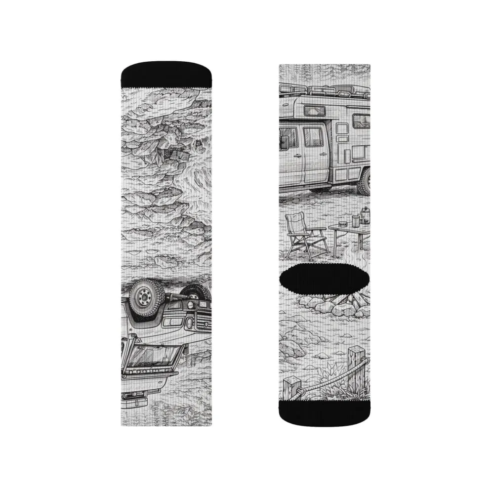 Sublimation Socks — Retro Camper Roadtrip Crew Socks