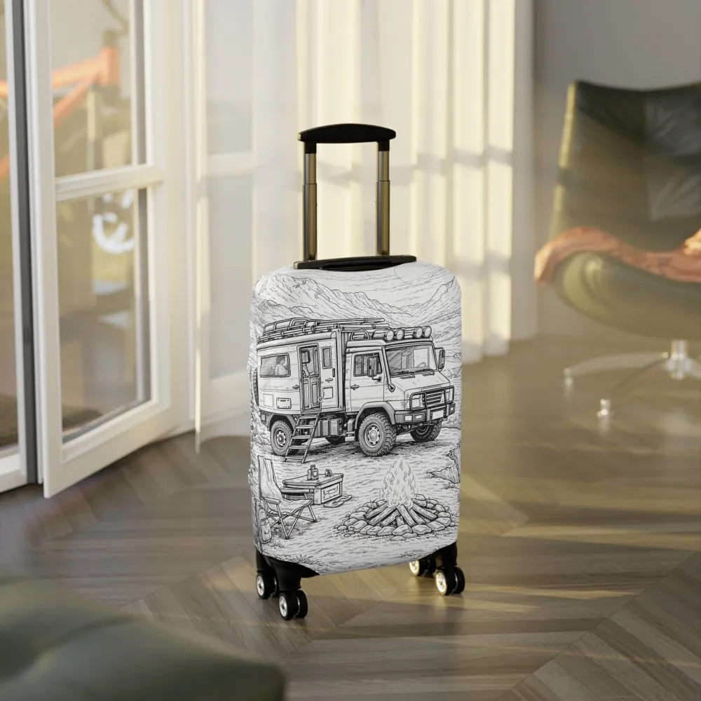 13337928821932085877_2048.jpeg Luggage Cover — Adventure Camper Sketch Travel Suitcase