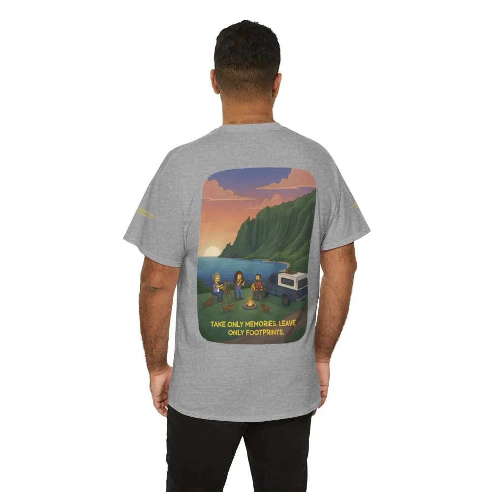 Unisex Heavy Cotton Tee — "Take Only Memories-Leave Only Footprints" Design Sitcom-Line