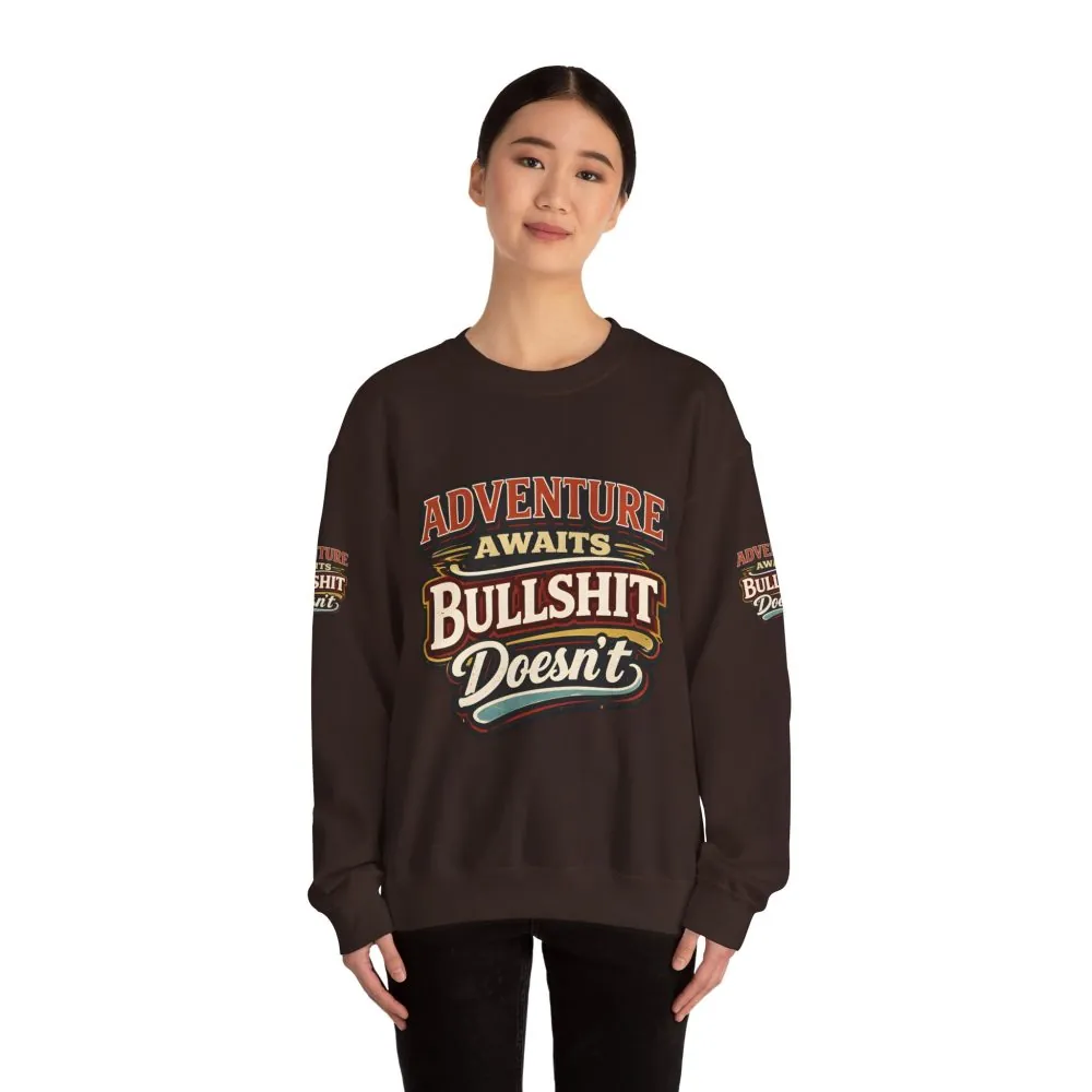 Unisex Heavy Blend™ Crewneck Sweatshirt — "Adventure Awaits" Design F**K-Line