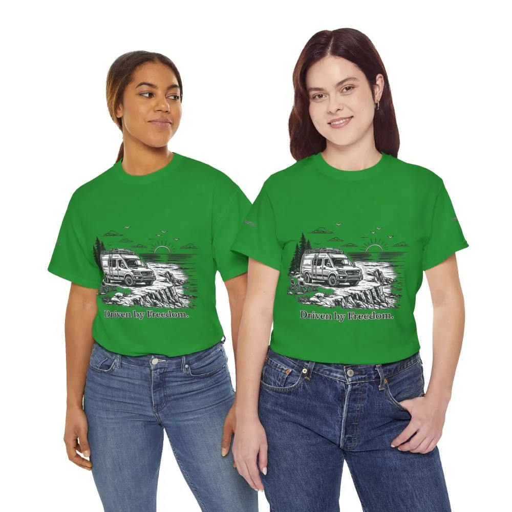 13351552299409135143_2048.jpeg Unisex Heavy Cotton Tee — ""Driven By Freedom" Design Minimal-Line