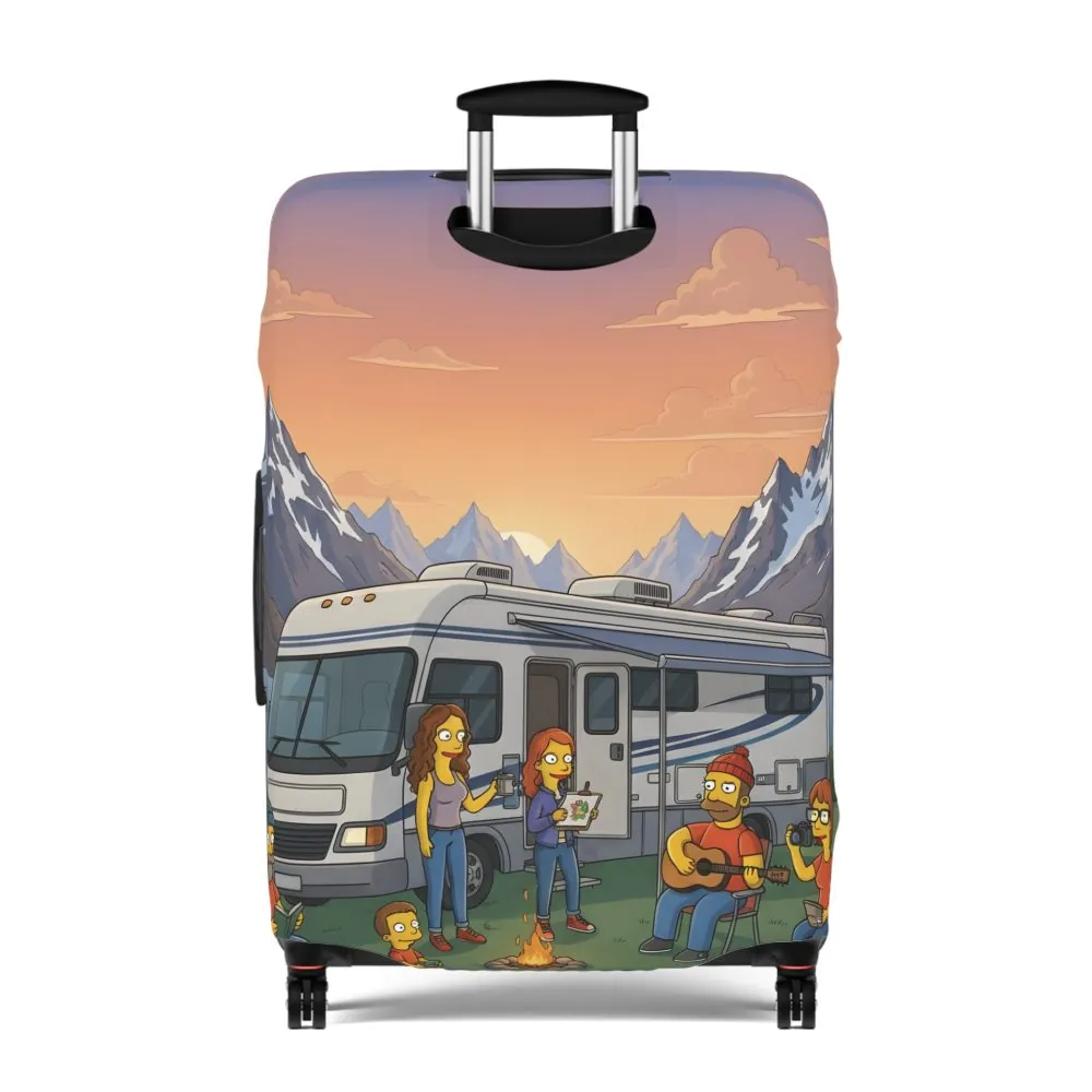 Luggage Cover — Adventure Camper Sketch Travel Suitcase(Design Sitcom-Line)