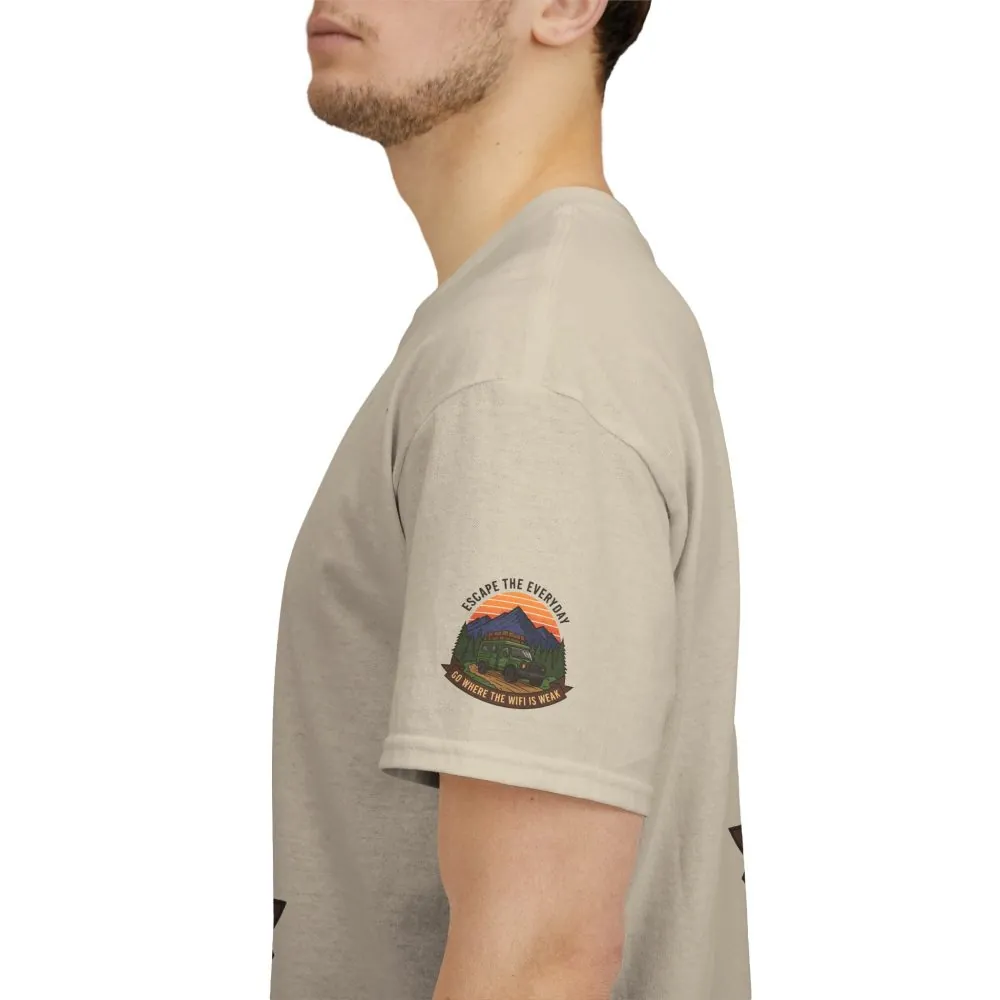 Unisex Heavy Cotton Tee — "Go Where the WiFi Is Weak" Adventure Shirt