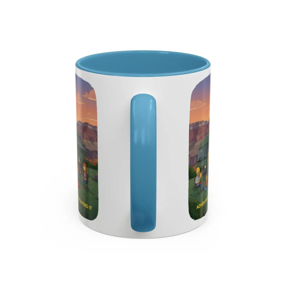Accent Coffee Mug (11, 15oz) — "Adventure Is Where You Find It" Design Sitcom-Line