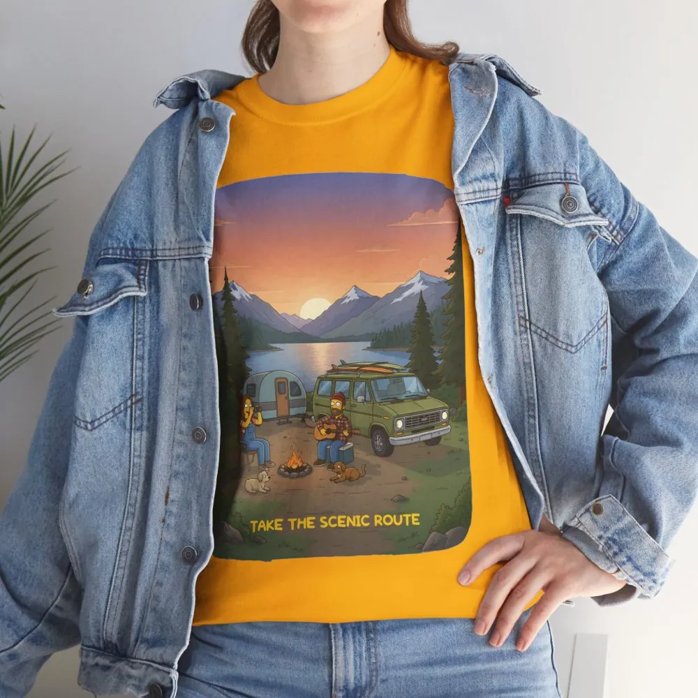 Unisex Heavy Cotton Tee — "Take The Scenic Route" Design Sitcom-Line