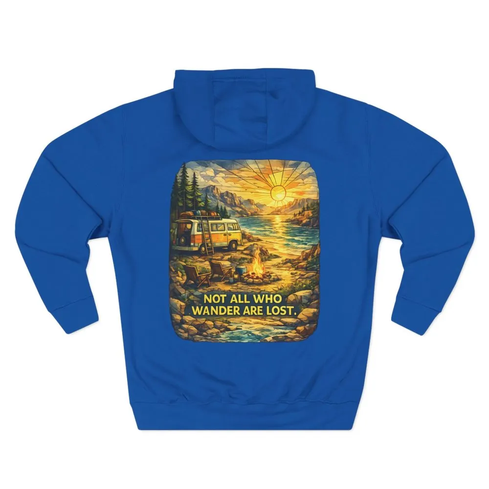 13387397536829884889_2048.jpeg Three-Panel Fleece Hoodie - "Not All Who Wander Are Lost" Design Cubic-Line