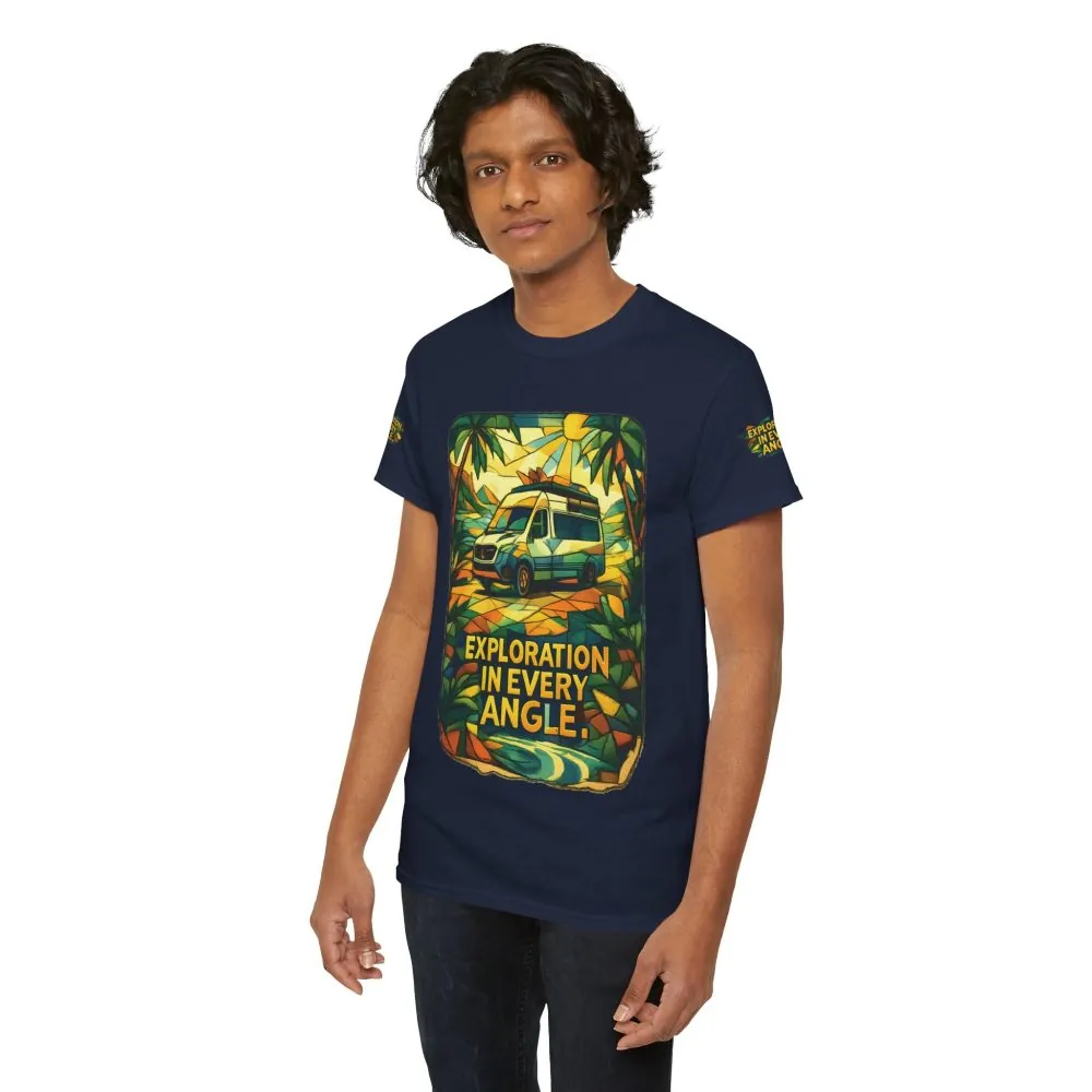 Unisex Heavy Cotton Tee — "Exploration In Every Angle" Design Cubic-Line