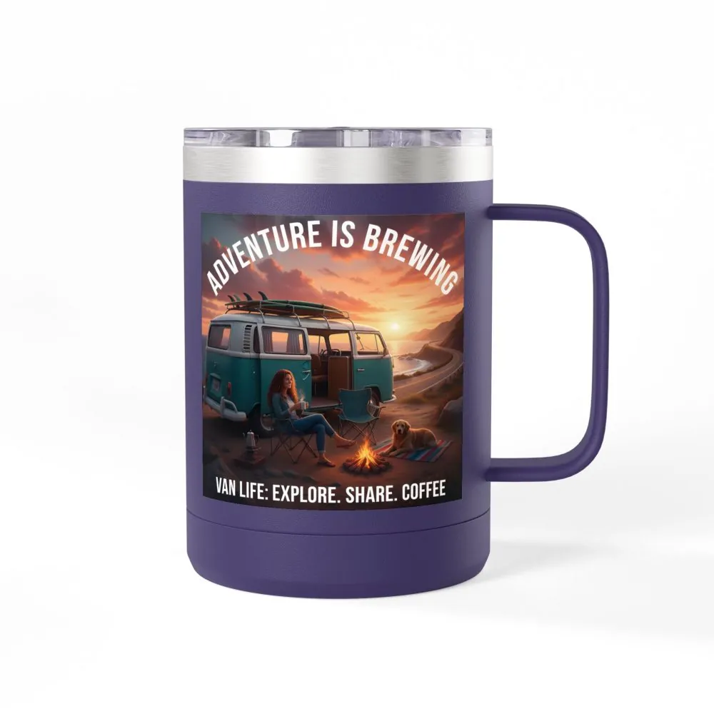 13412238690193732551_2048.jpeg Coffee Mug Tumbler, 15oz-- "Adventure Is Brewing"