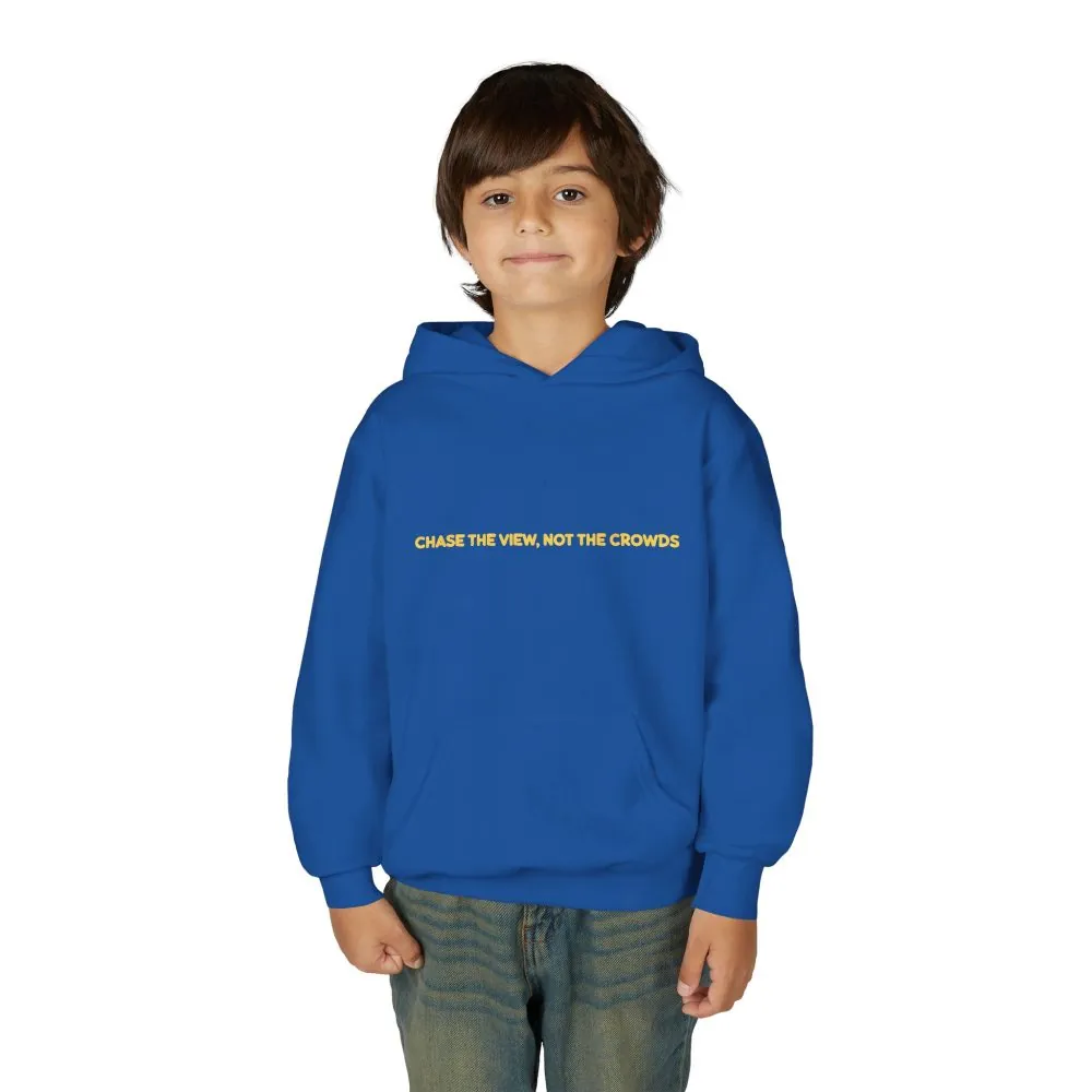 Youth Hoodie(Gildan) – "Chase The Views-Not The Crowds" (Design Sitcom-Line)