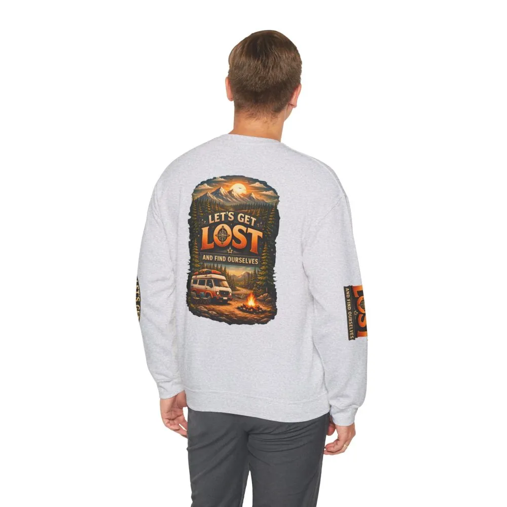 Unisex Heavy Blend™ Crewneck Sweatshirt — "Let´s Get Lost And Found Ourselfs" Design Scenic-Line