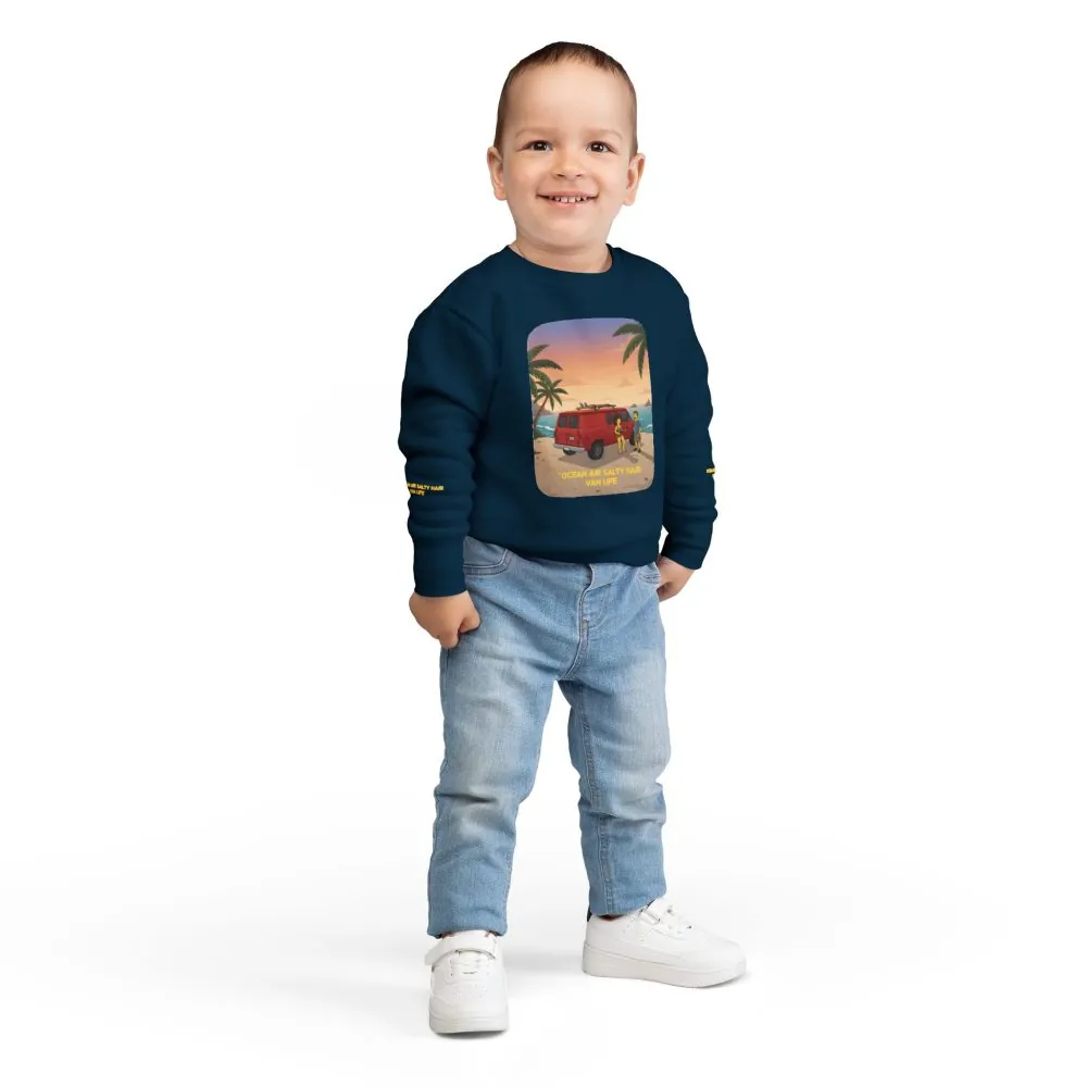 13417152405328164311_2048.jpeg Toddler Sweatshirt - "Ocean Air Salty Hair Van Life" (Design Sitcom-Line)