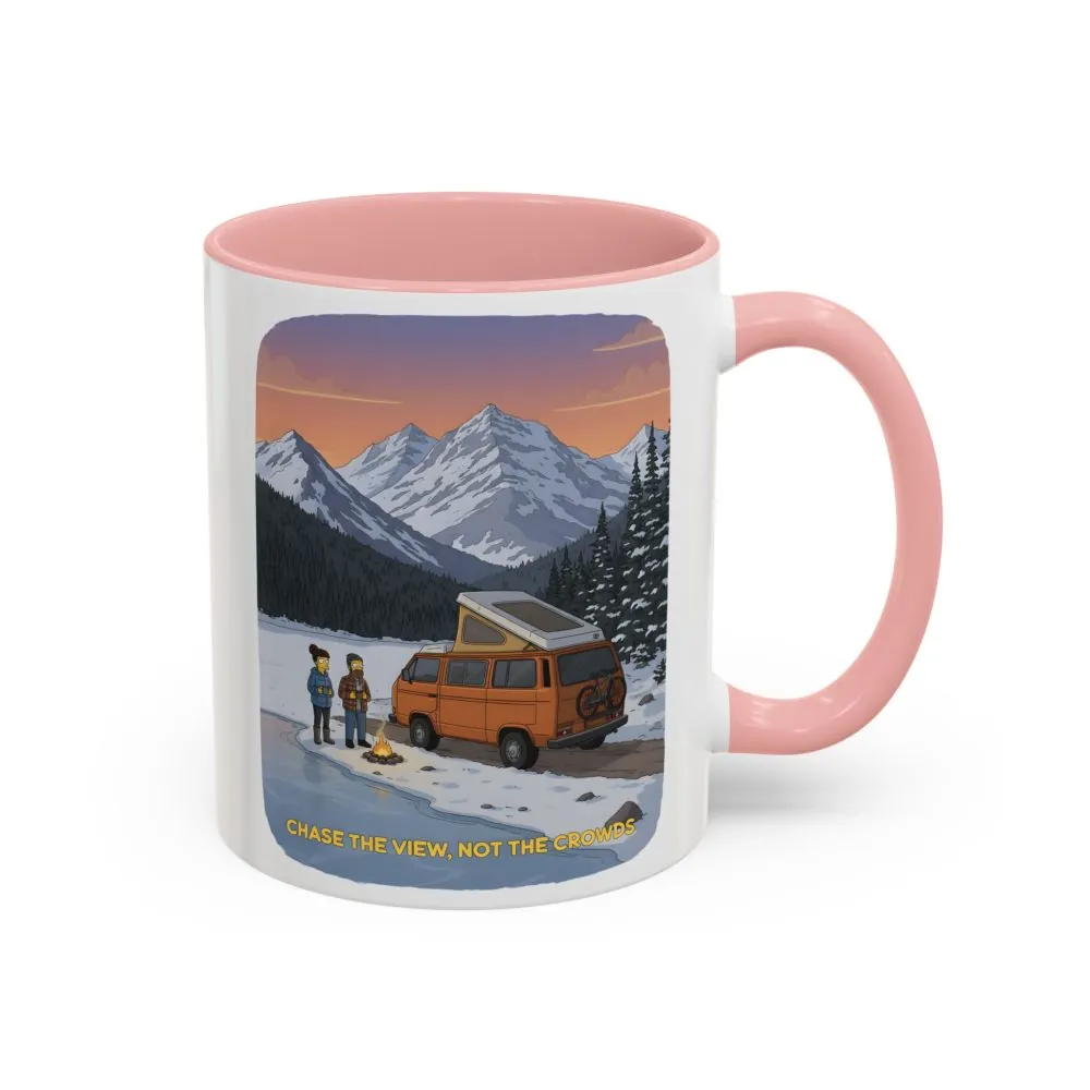 Accent Coffee Mug (11, 15oz) — "Chase The Views-Not The Crowds"" Design Sitcom-Line