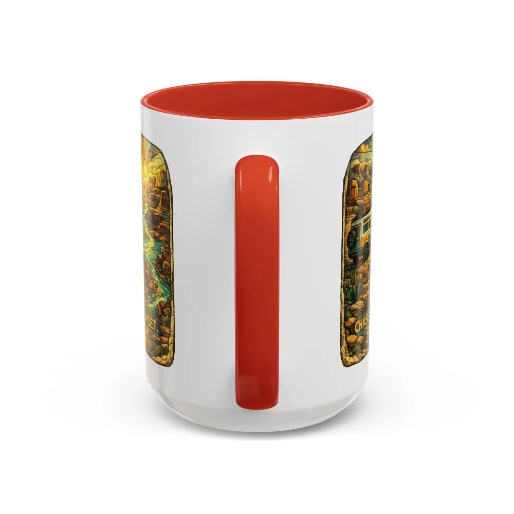 Accent Coffee Mug (11, 15oz) — "Chase The Sunset" Design Cubic-Line