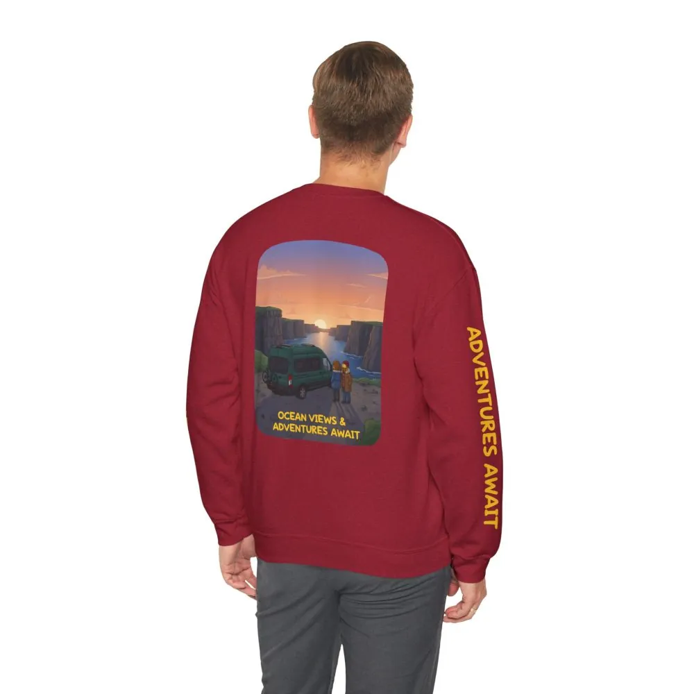 13424070798554173194_2048.jpeg Unisex Heavy Blend™ Crewneck Sweatshirt — "Ocean Views-Adventures Awaits" Design Sitcom-Line