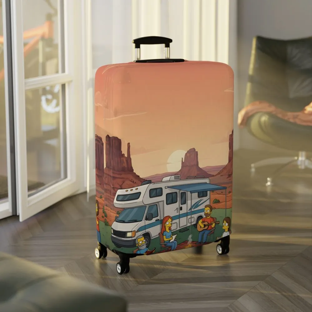 Luggage Cover — Adventure Camper Sketch Travel Suitcase(Design Sitcom-Line)