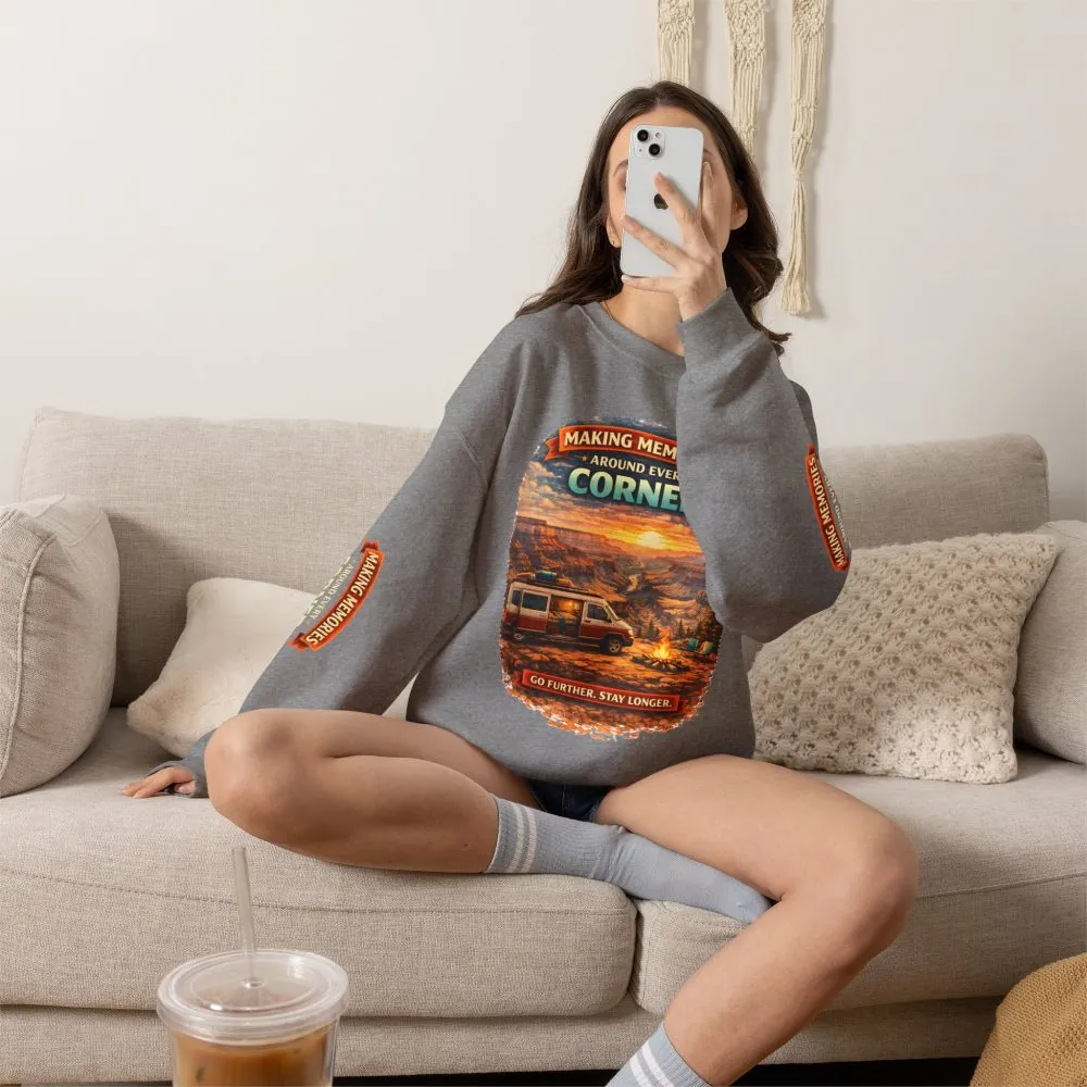 Unisex Heavy Blend™ Crewneck Sweatshirt — "Making Memories Around Every Corner" Design Scenic-Line