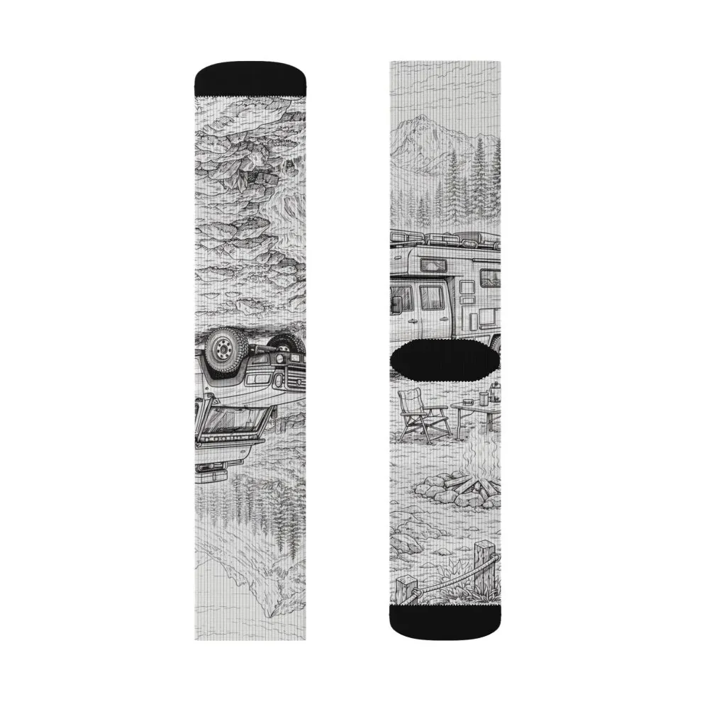 Sublimation Socks — Retro Camper Roadtrip Crew Socks