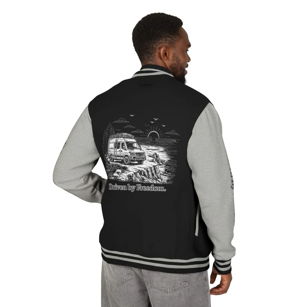 Unisex Heavyweight Letterman Jacket — "Driven By freedom" Travel Varsity Coat