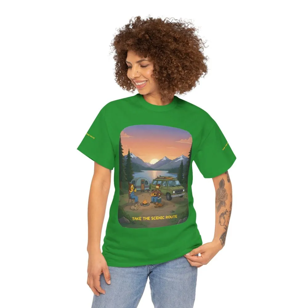 Unisex Heavy Cotton Tee — "Take The Scenic Route" Design Sitcom-Line