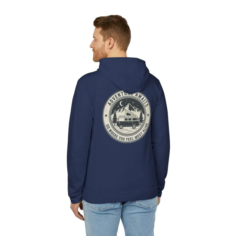 13493796119513668483_2048.jpeg Hoodie(Adidas) — 'Adventure Awaits-Go Where You Feel Most Alive' Outdoor Travel Pullover (Front + Back Printed)
