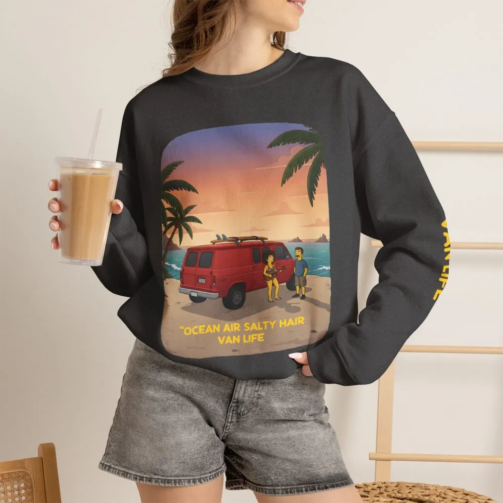 13494220640693670939_2048.jpeg Unisex Heavy Blend™ Crewneck Sweatshirt — "Ocean Air Salty Hair Van Life" Design Sitcom-Line