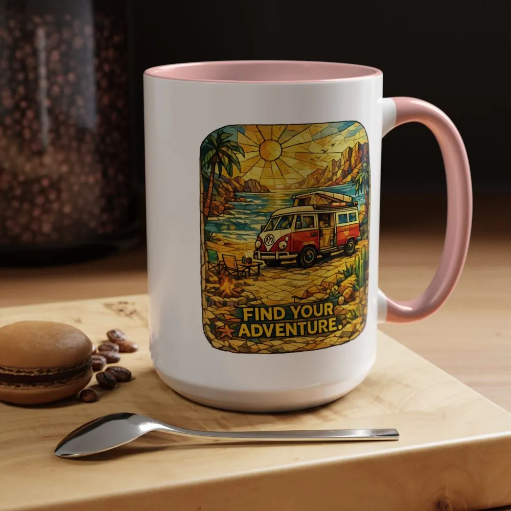 13495246731956096420_2048.jpeg Accent Coffee Mug (11, 15oz) — ""Find Your Adventure"" Design Cubic-Line