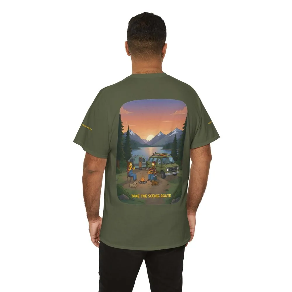 Unisex Heavy Cotton Tee — "Take The Scenic Route" Design Sitcom-Line