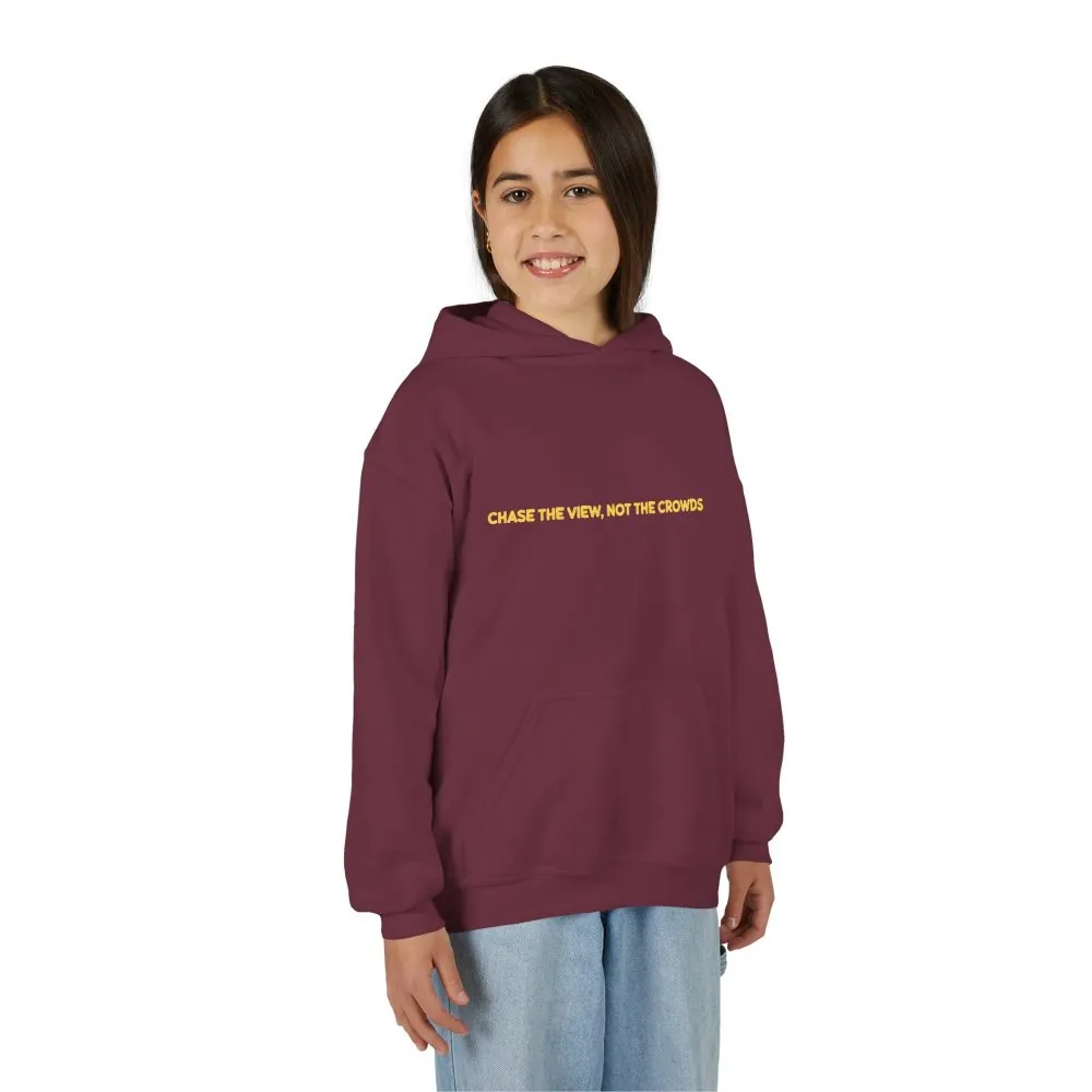 Youth Hoodie(Gildan) – "Chase The Views-Not The Crowds" (Design Sitcom-Line)