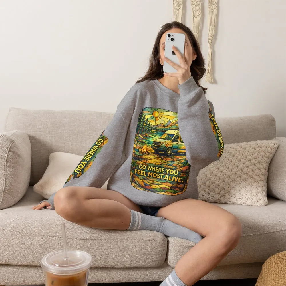 13513914671690126728_2048.jpeg Unisex Heavy Blend™ Crewneck Sweatshirt — "Go Where You Feel Most Alive" Design Cubic-Line