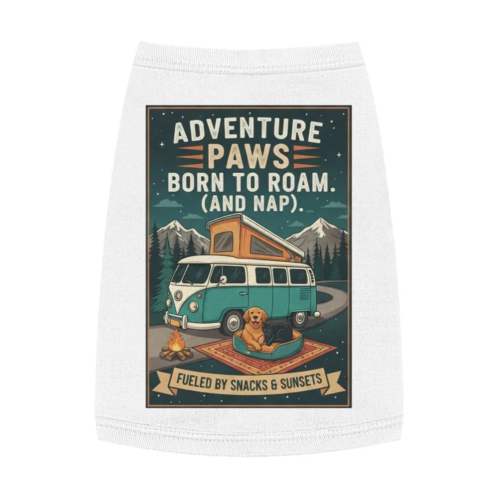Pet Tank Top — "Adventure Paws Born to Roam (And Nap)" Camping Dog Shirt