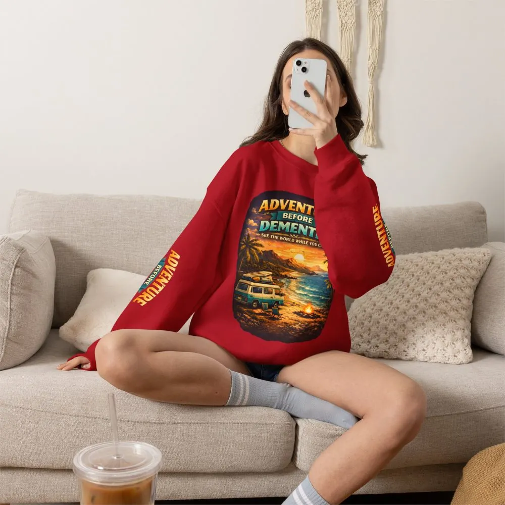 Unisex Heavy Blend™ Crewneck Sweatshirt — "Adventure Before Dementia" Design Scenic-Line