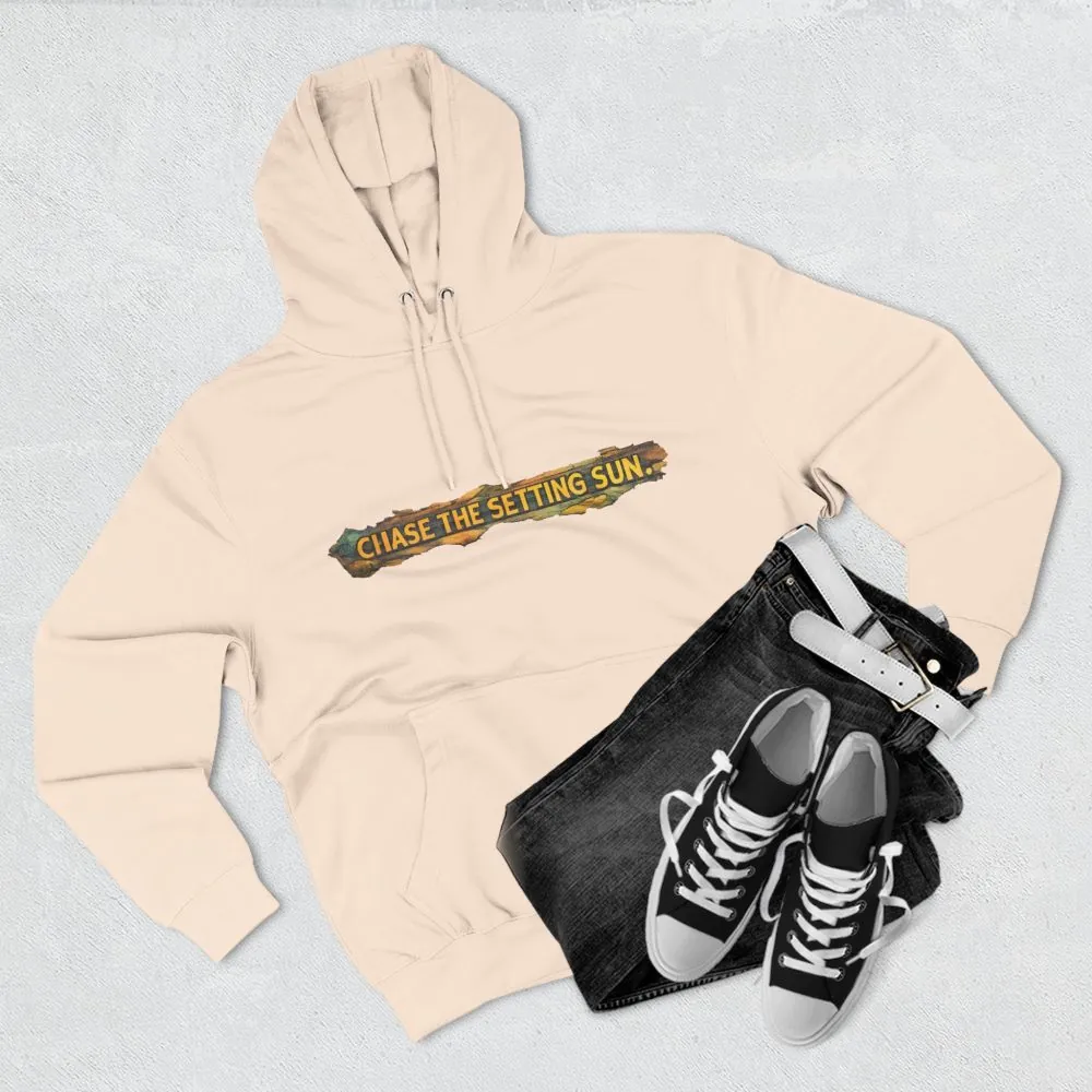 Three-Panel Fleece Hoodie - "Chase The Settings Sun" Design Cubic-Line