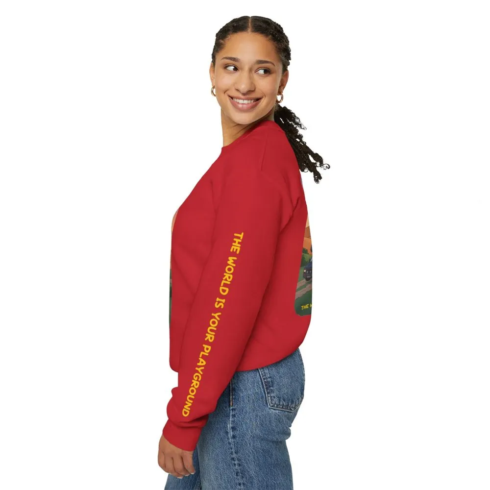 Unisex Heavy Blend™ Crewneck Sweatshirt — "The World Is Your playground" Design Sitcom-Line