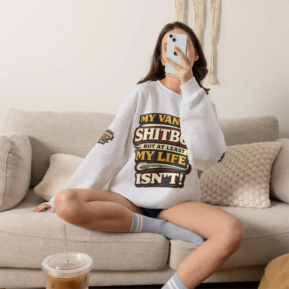 Unisex Heavy Blend™ Crewneck Sweatshirt — "My Van`s A Shitbox" Design F**K-Line