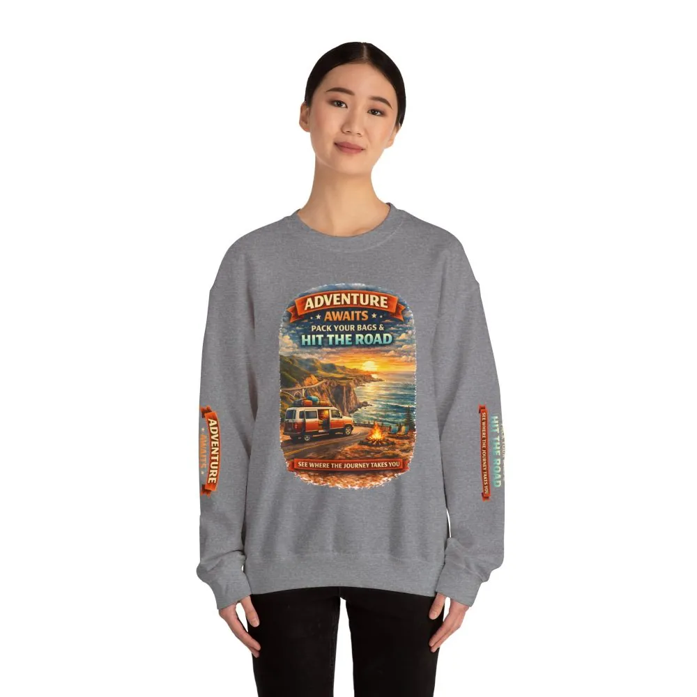 13564710128163236440_2048.jpeg Unisex Heavy Blend™ Crewneck Sweatshirt — "Adventure Awaits-Pack Your Bags" Design Scenic-Line