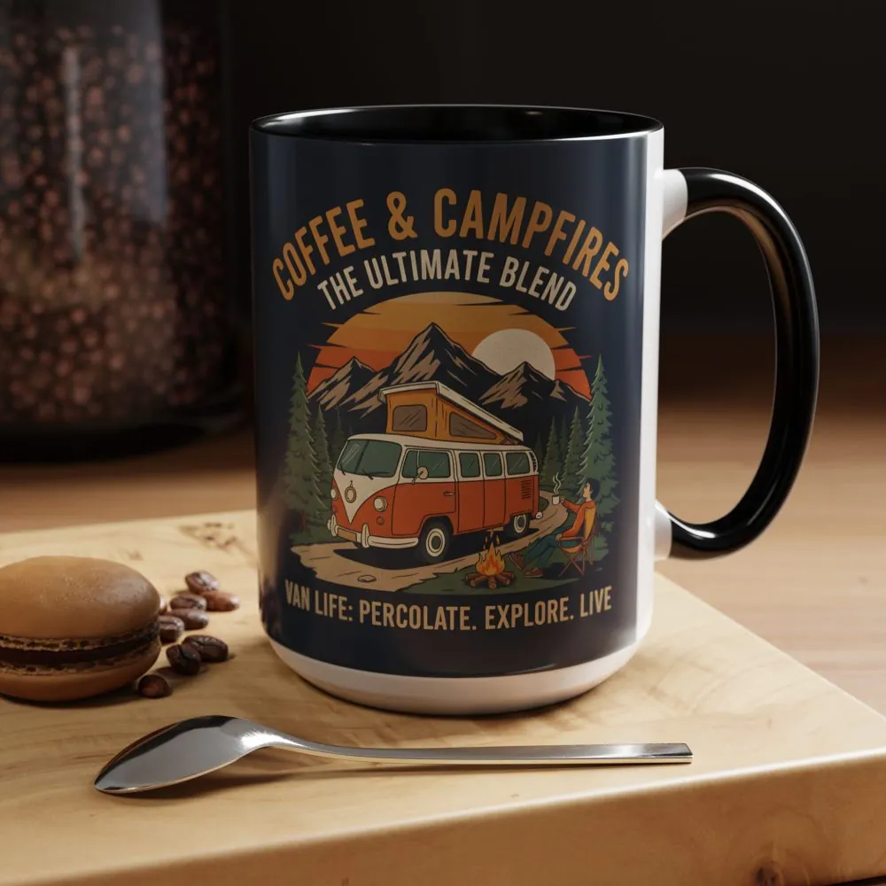 Accent Coffee Mug (11, 15oz) — "Coffee and campfires"