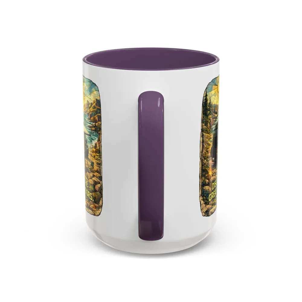 Accent Coffee Mug (11, 15oz) — "Discover The Great Outdoors" Design Cubic-Line