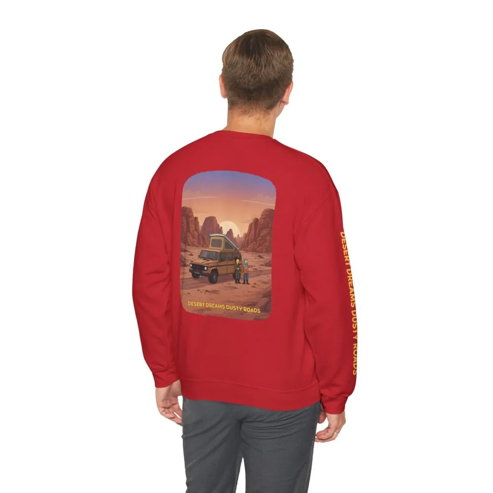 Unisex Heavy Blend™ Crewneck Sweatshirt — "Desert Dreams Dusty Roads" Design Sitcom-Line