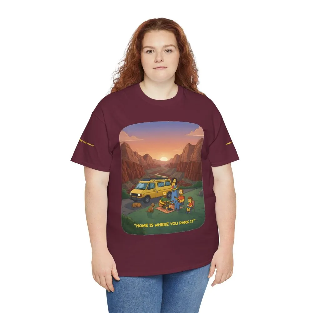 Unisex Heavy Cotton Tee — "Home Is Where You Park It" Design Sitcom-Line
