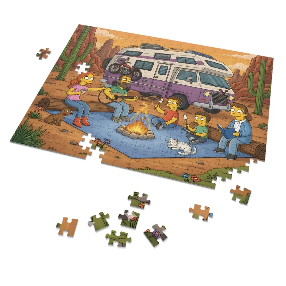Jigsaw Puzzle with Tin – RV Campfire Design