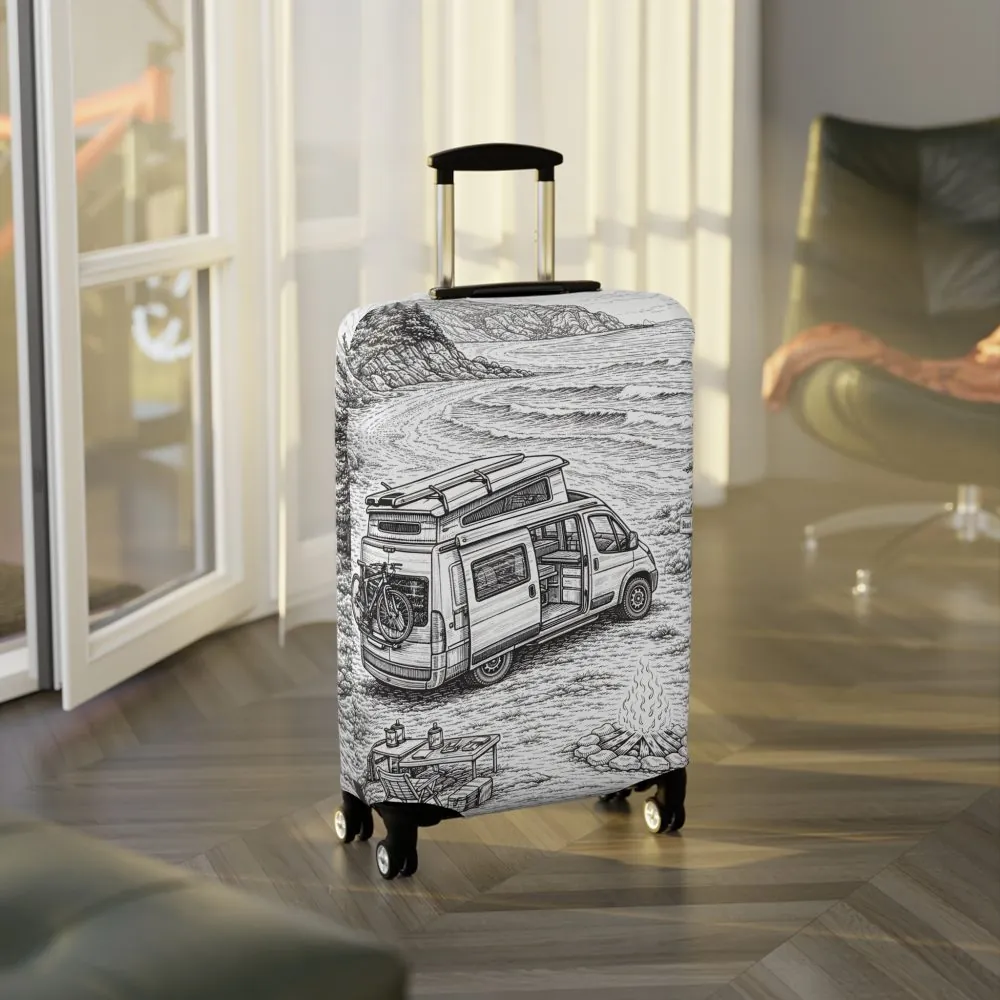 13602133117285536745_2048.jpeg Luggage Cover — Adventure Camper Sketch Travel Suitcase