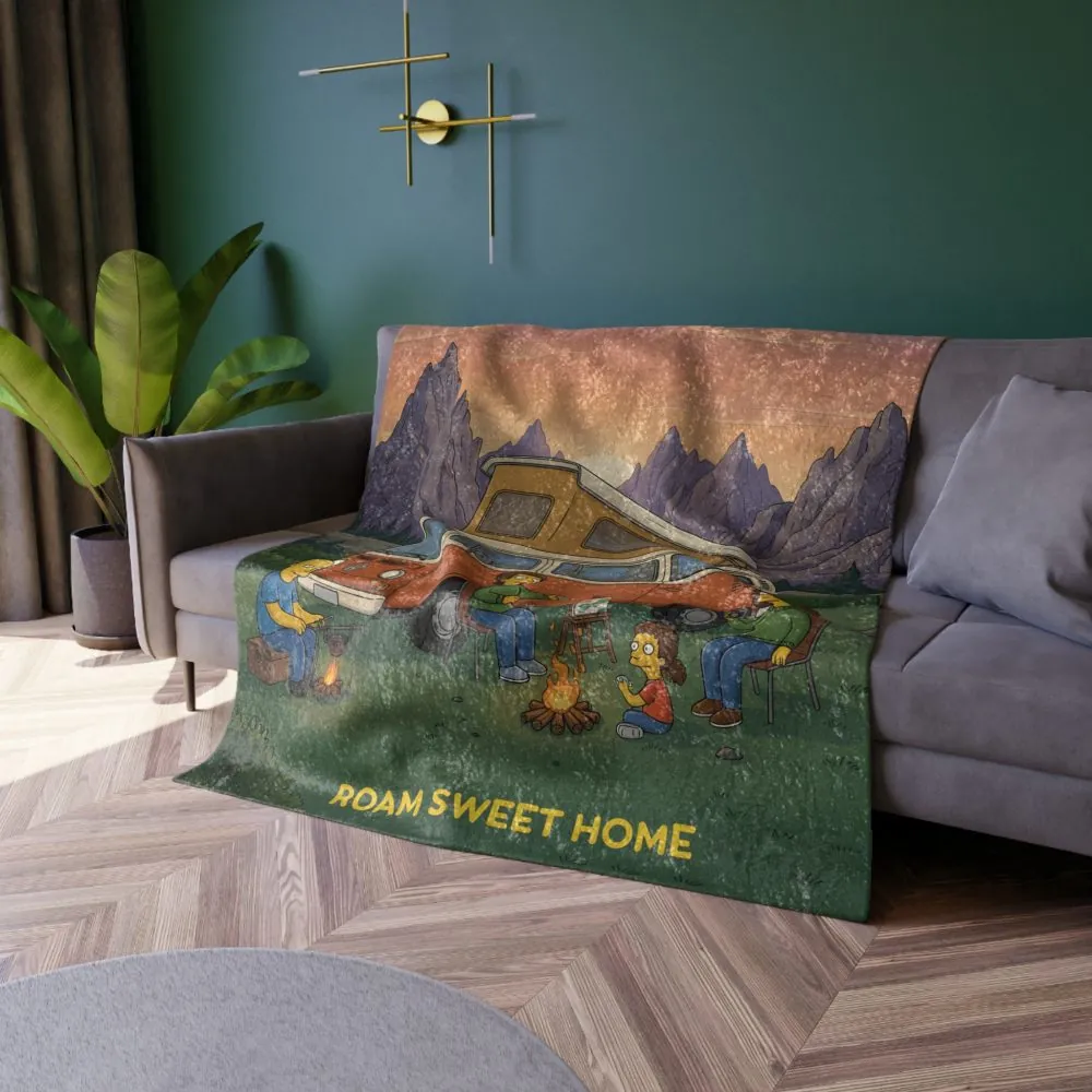 Crushed Velvet Blanket —"Roam Sweet Home" Design Sitcom-Line (Campervan)