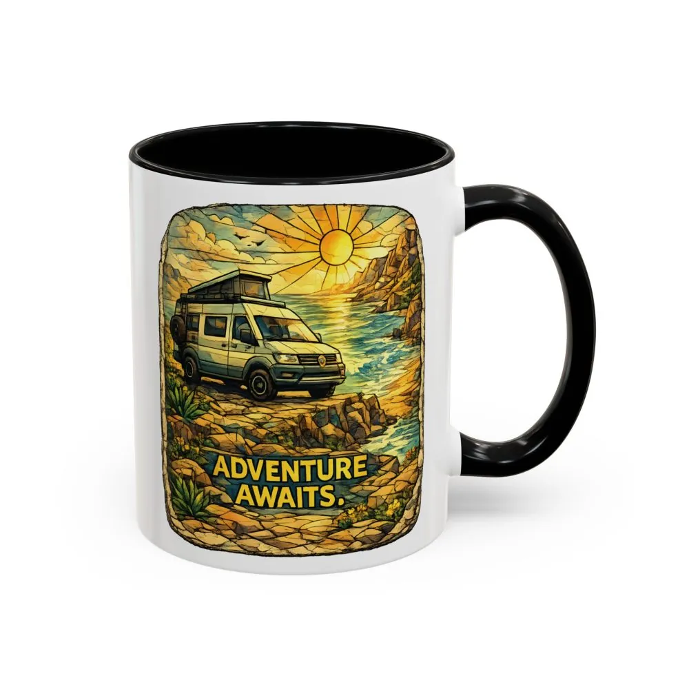 13607318144148216518_2048.jpeg Accent Coffee Mug (11, 15oz) — "Adventure Awaits" Design Cubic-Line