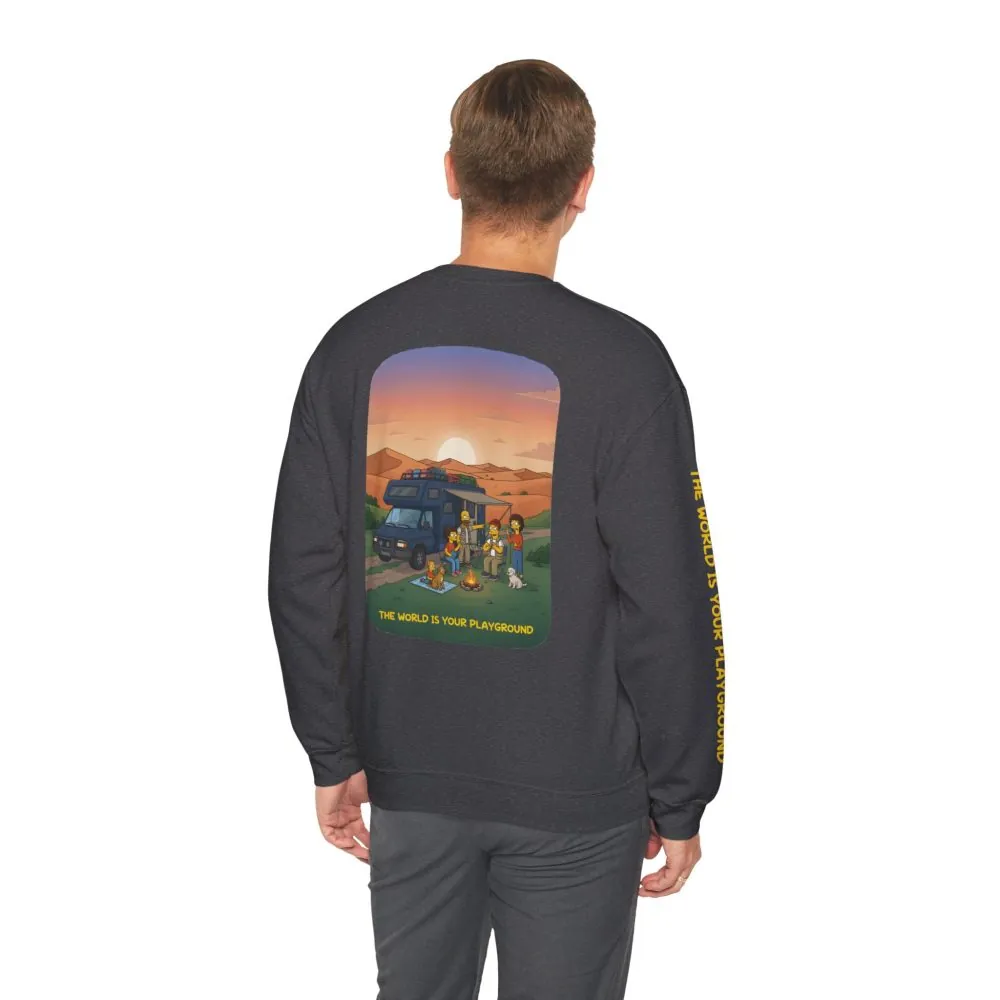 Unisex Heavy Blend™ Crewneck Sweatshirt — "The World Is Your playground" Design Sitcom-Line
