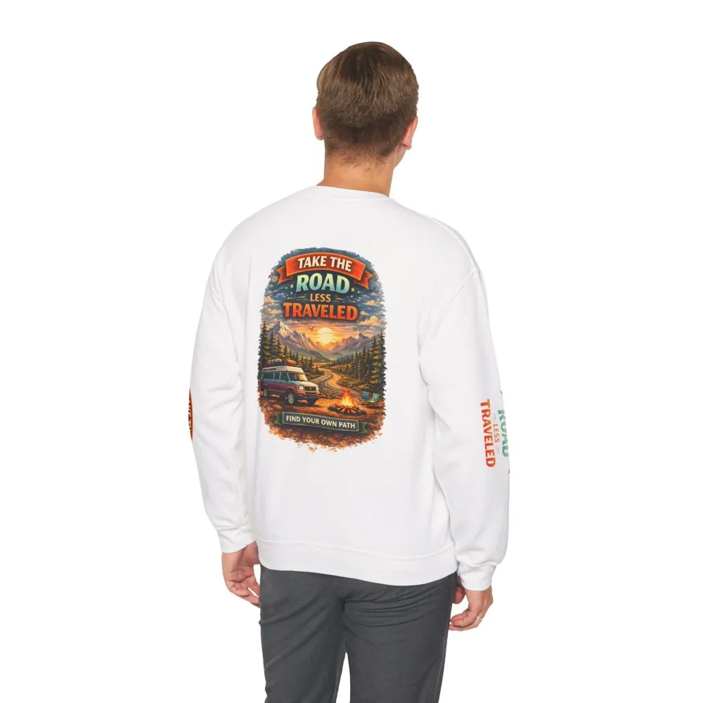 13614135164637626606_2048.jpeg Unisex Heavy Blend™ Crewneck Sweatshirt — "Take The Road Less Traveled" Design Scenic-Line