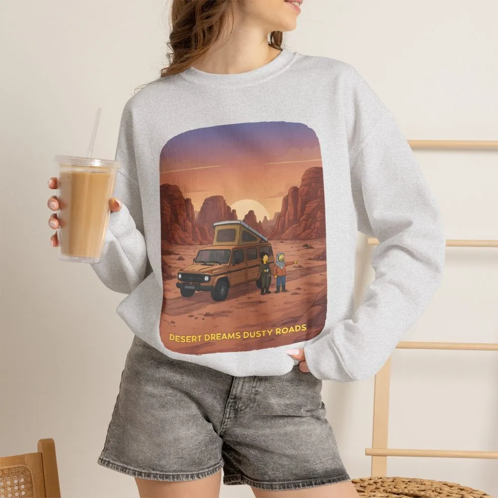 Unisex Heavy Blend™ Crewneck Sweatshirt — "Desert Dreams Dusty Roads" Design Sitcom-Line