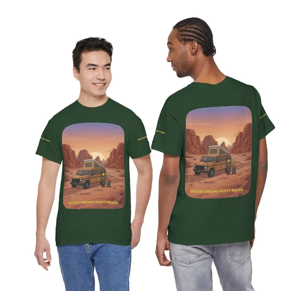 Unisex Heavy Cotton Tee — "Desert Dreams Dusty Roads" Design Sitcom-Line
