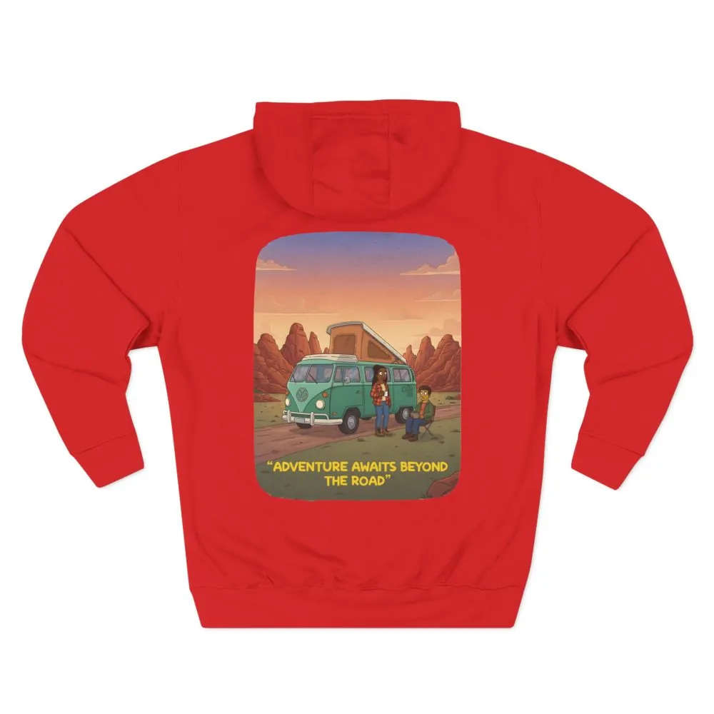 13626681680929362528_2048.jpeg Three-Panel Fleece Hoodie - "Adventure Awaits Beyond The Road" Design Sitcom-Line